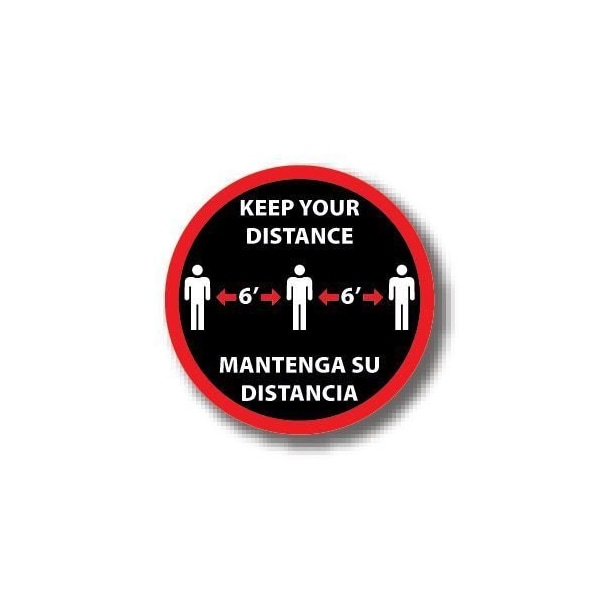 Ergomat 20in CIRCLE SIGNS Keep Your Distance - Bilingual English/Spanish DSV-SIGN 400 #6278 -UEN - main